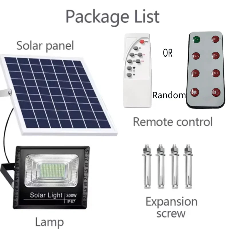 Solar LED Flood Light - 30W Outdoor Security Light with Motion Sensor