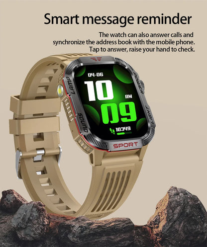 New Professional outdoor Military Smart Watch Men Flashlight Compass Waterproof Outdoor Sport Tracker Bluetooth Call Smartwatch