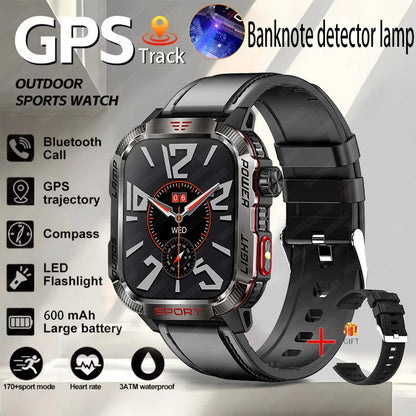 New Professional outdoor Military Smart Watch Men Flashlight Compass Waterproof Outdoor Sport Tracker Bluetooth Call Smartwatch