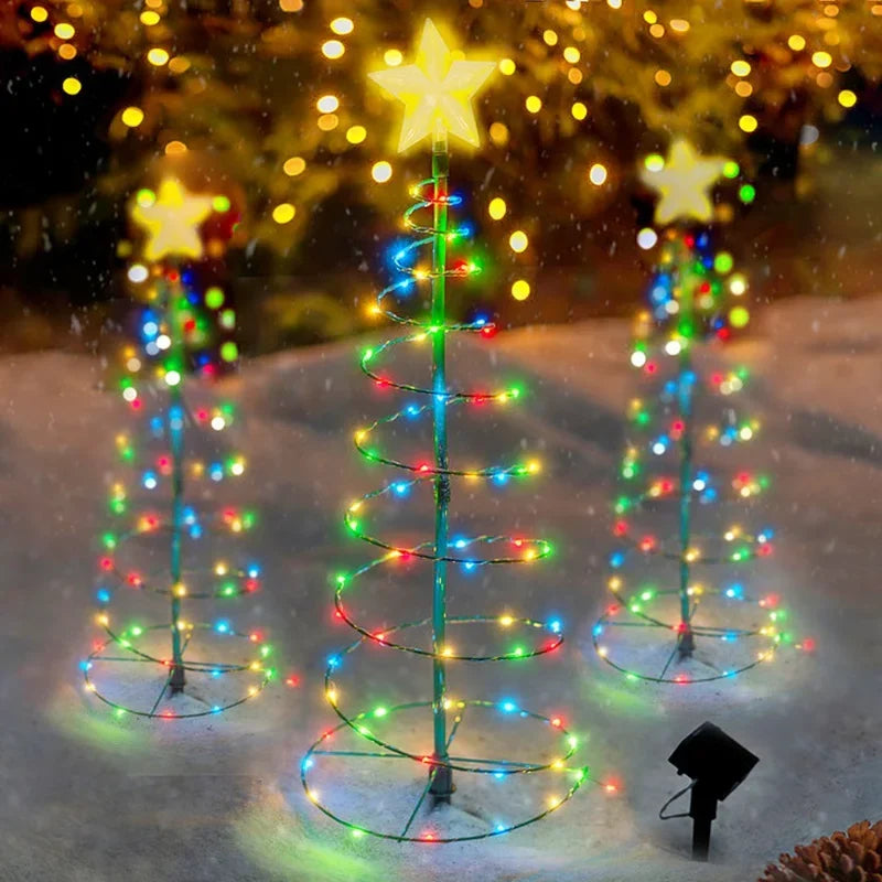 Solar Powered Christmas Tree Light - 8 Modes LED Garden Yard Landscape Decoration