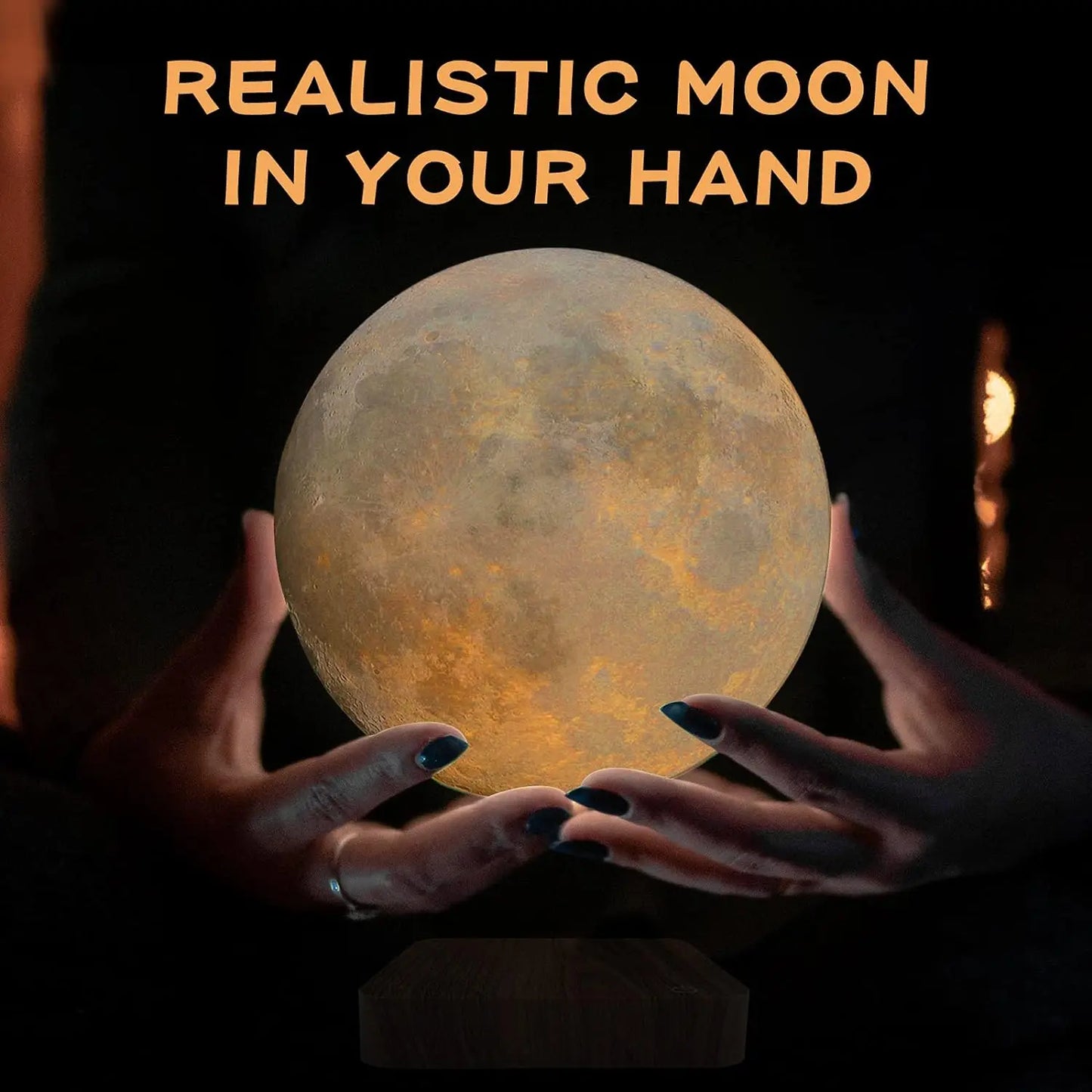 Floating Moon Lamp – Real Magnetic Levitation Night Light with Premium Wooden Base (3 Light Modes)