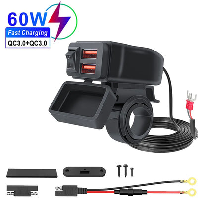 Motorcycle USB Charger QC3.0 / PD – Fast Charging with Waterproof Voltmeter – BAMİR Online Store’s