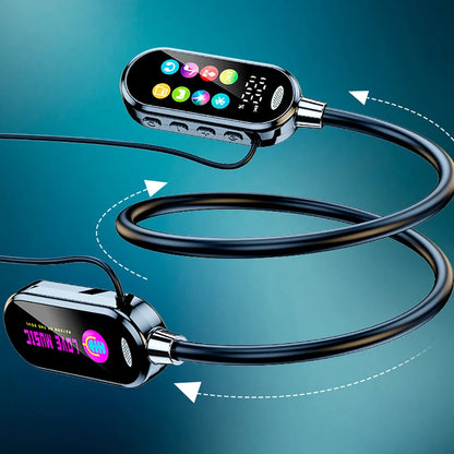 Bluetooth 5.4 Neckband Headphones with Color Screen – Wireless Noise Cancelling Earbuds with HD Mic, Long Battery Life & Smart Display