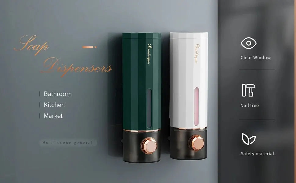 450ml Press-Type Wall Mounted Soap Dispenser – Leak-Proof Refillable Shampoo & Body Wash Bottle