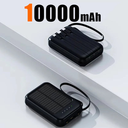50000mAh Ultra Capacity Solar Power Bank Built Cables Solar Charger 2 USB Ports External Charger Powerbank with LED Light