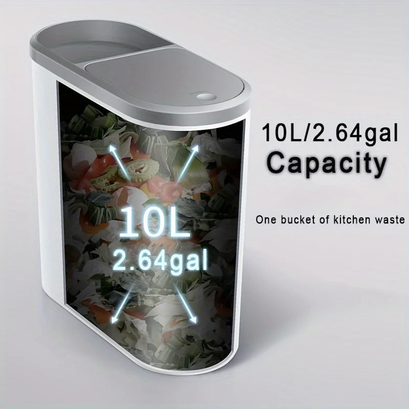 10L Slim Press-Type Bathroom Trash Can with Lid – Modern Leakproof Waste Bin for Home & Office