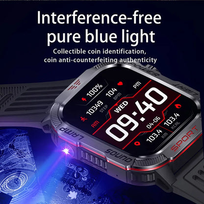 New Professional outdoor Military Smart Watch Men Flashlight Compass Waterproof Outdoor Sport Tracker Bluetooth Call Smartwatch