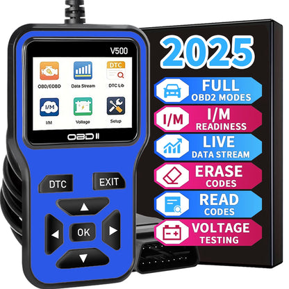 Car OBD2 Scanner V500 – Engine Fault Code Reader, Battery Voltage Tester & Live Data Diagnostic Tool