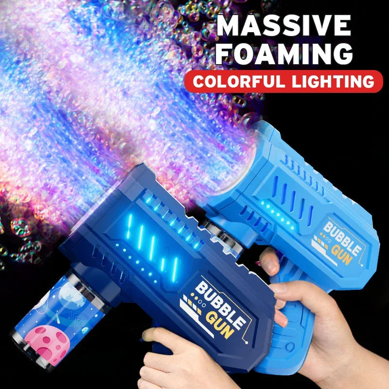 Automatic Bubble Gun Machine – 20 Modes Bubble Blower Toy for Kids, LED Light Up Bubble Gun with Bubble Liquid – Outdoor Summer Fun Beach Toy Gift