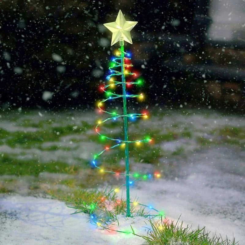 Solar Powered Christmas Tree Light - 8 Modes LED Garden Yard Landscape Decoration