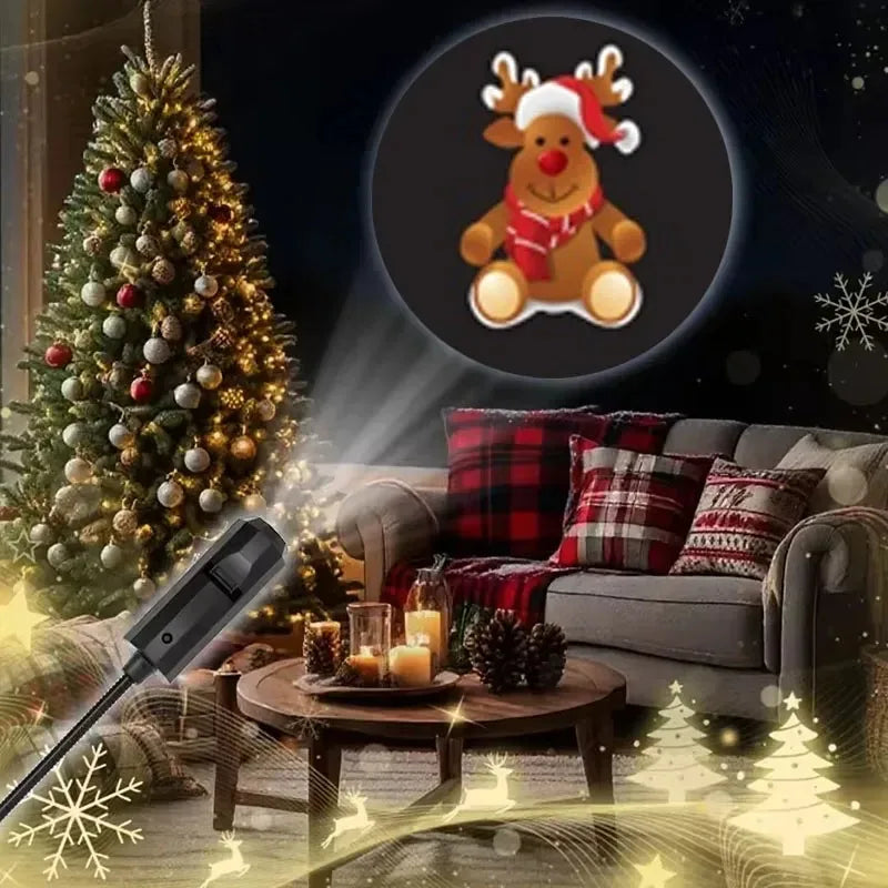 LED Christmas Projector Light - USB Powered Night Light with 4/10 Modes