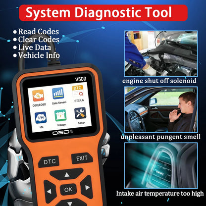 Car OBD2 Scanner V500 – Engine Fault Code Reader, Battery Voltage Tester & Live Data Diagnostic Tool