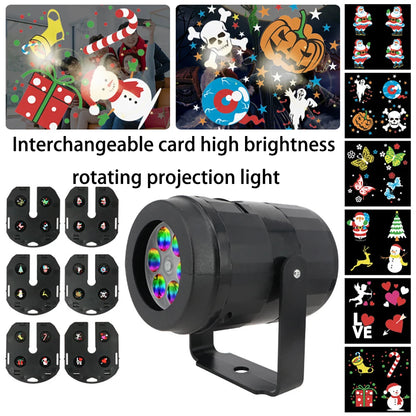 LED Christmas Projection Light - 6 Card Patterns Holiday Atmosphere Lamp