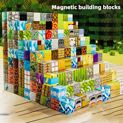 Magnetic Building Blocks - Creative Construction Toy Set with Figures & Storage Box