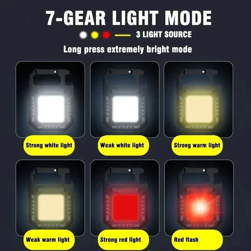 Heinast Mini LED Flashlight Magnetic COB Outdoor Camping Pocket Work Light 800 Lumens USB Rechargeable 7 Modes Spotlights