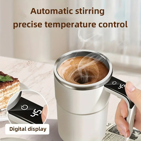 Smart Self-Stirring Coffee Mug with LED Display | USB Rechargeable Magnetic Mixer Cup (200-400ml)