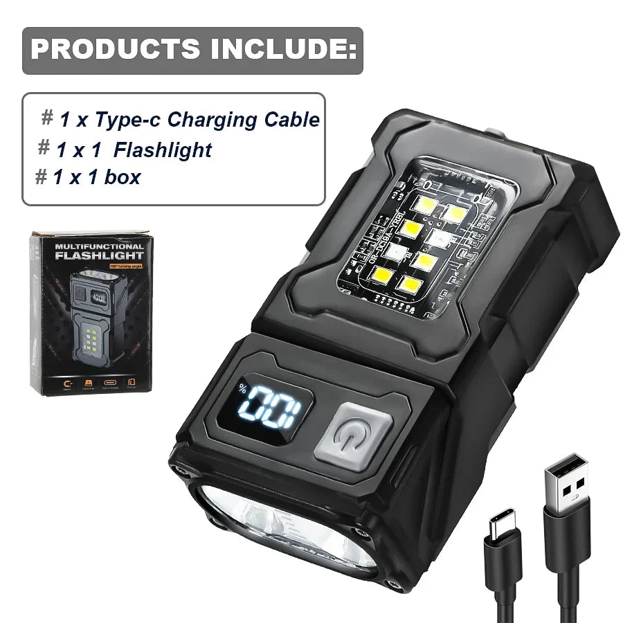 Mini USB Rechargeable LED Flashlight Portable Magnetic Work Light Super Bright COB Torch for Outdoor Camping Emergency Lantern