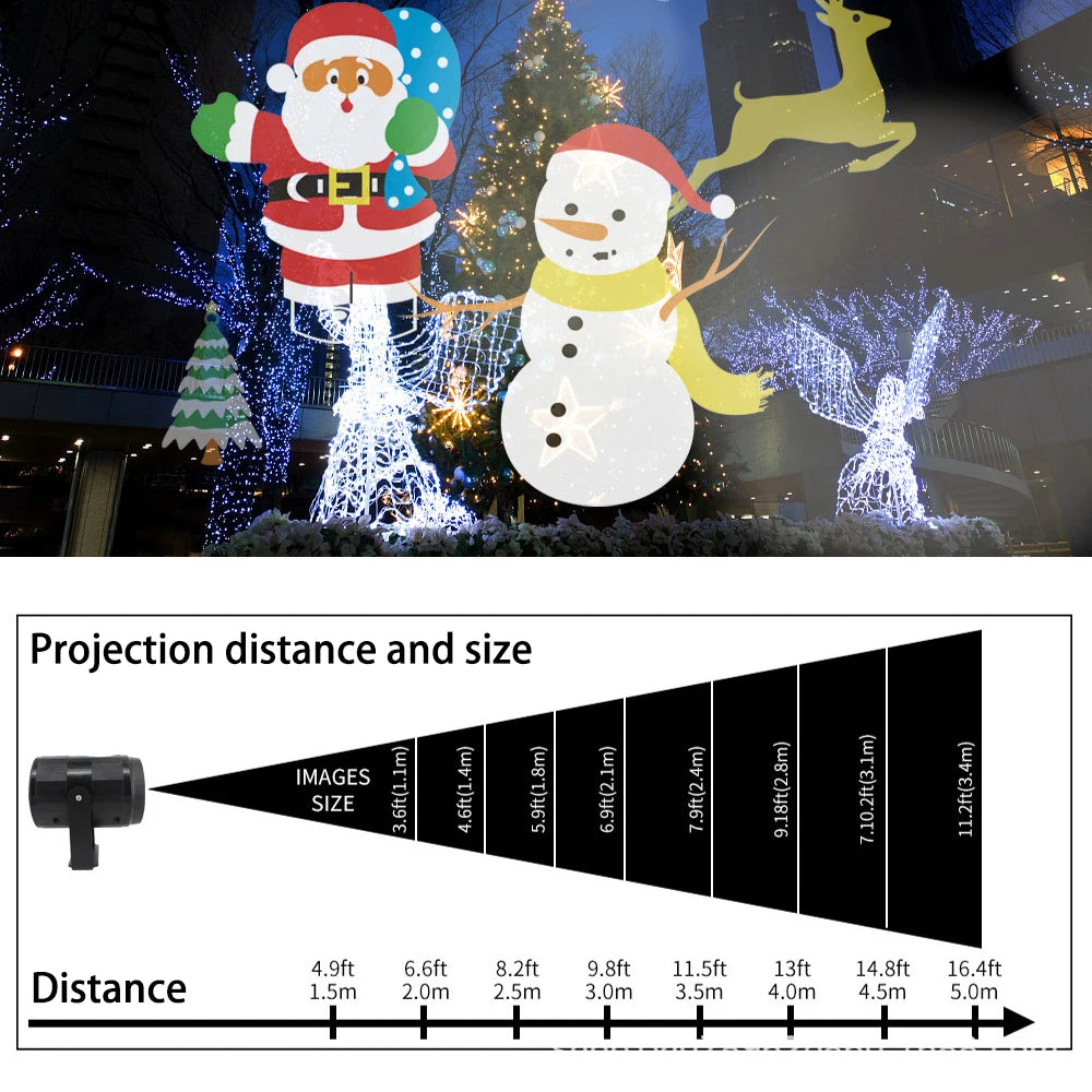 LED Christmas Projection Light - 6 Card Patterns Holiday Atmosphere Lamp