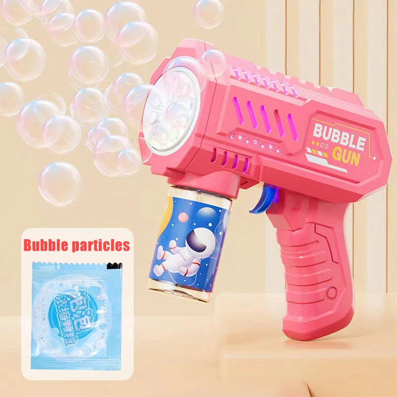 Automatic Bubble Gun Machine – 20 Modes Bubble Blower Toy for Kids, LED Light Up Bubble Gun with Bubble Liquid – Outdoor Summer Fun Beach Toy Gift