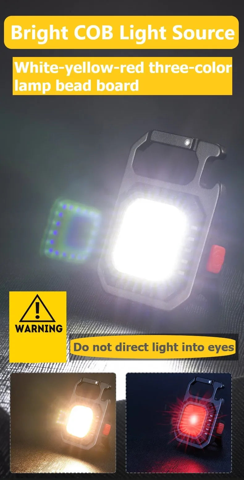 Heinast Mini LED Flashlight Magnetic COB Outdoor Camping Pocket Work Light 800 Lumens USB Rechargeable 7 Modes Spotlights