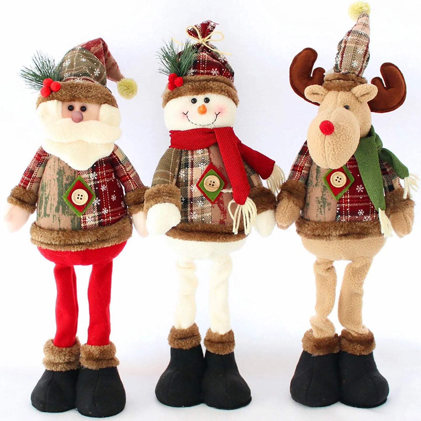 New Large Christmas Santa Claus Snowman Doll - Standing Plush Ornament Decoration for Kids