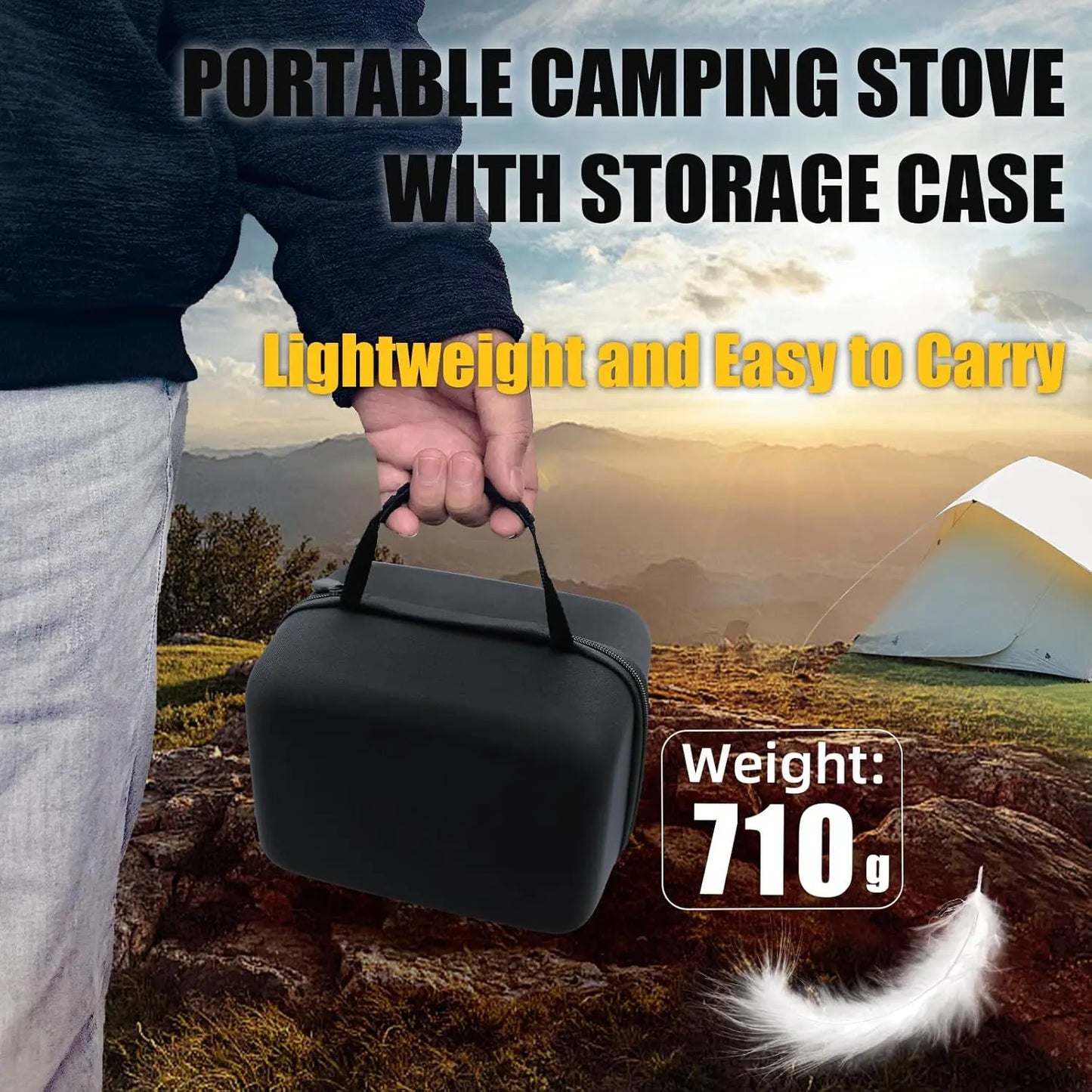 Portable Camping Stove, Powerful Gas Stove, Propane Camp Stove with Carrying Case, 30,000 Small Propane Stove, Gas Burners