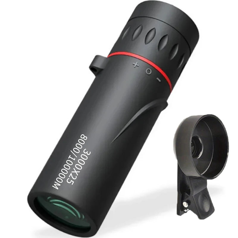 3000×25 HD Long-Range Portable Monocular Telescope – High-Power Zoom, Low-Light Night Vision, Compact Outdoor Camping & Wildlife Spotting Scope