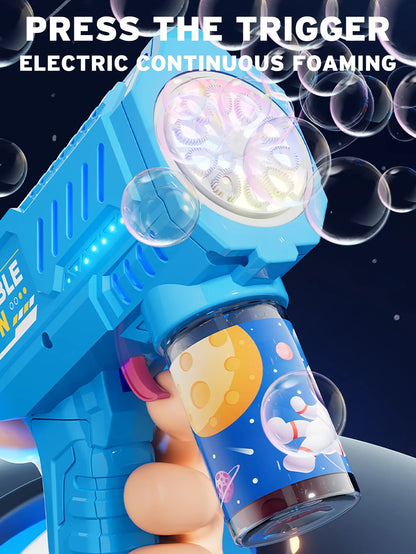 Automatic Bubble Gun Machine – 20 Modes Bubble Blower Toy for Kids, LED Light Up Bubble Gun with Bubble Liquid – Outdoor Summer Fun Beach Toy Gift