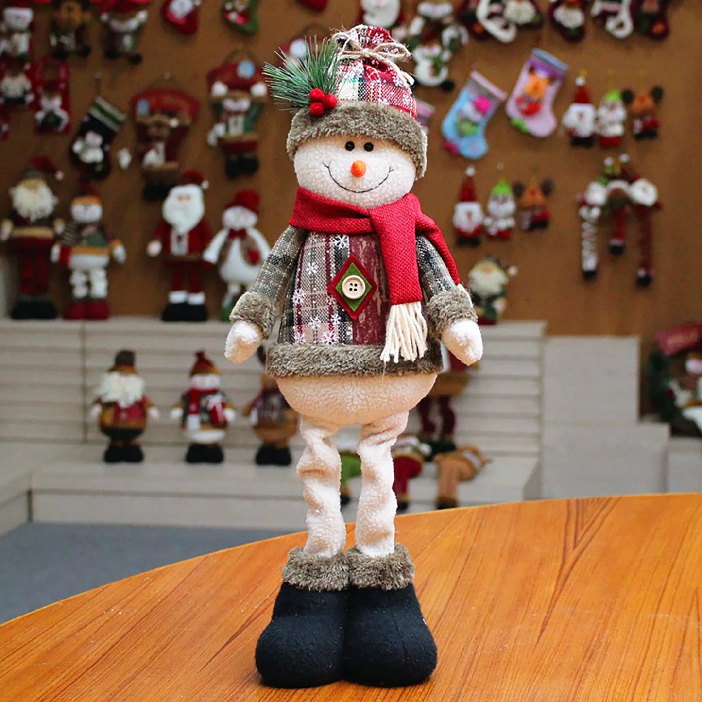 New Large Christmas Santa Claus Snowman Doll - Standing Plush Ornament Decoration for Kids