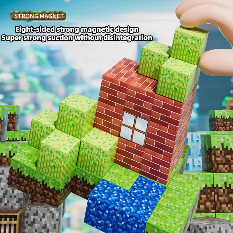 Magnetic Building Blocks - Creative Construction Toy Set with Figures & Storage Box