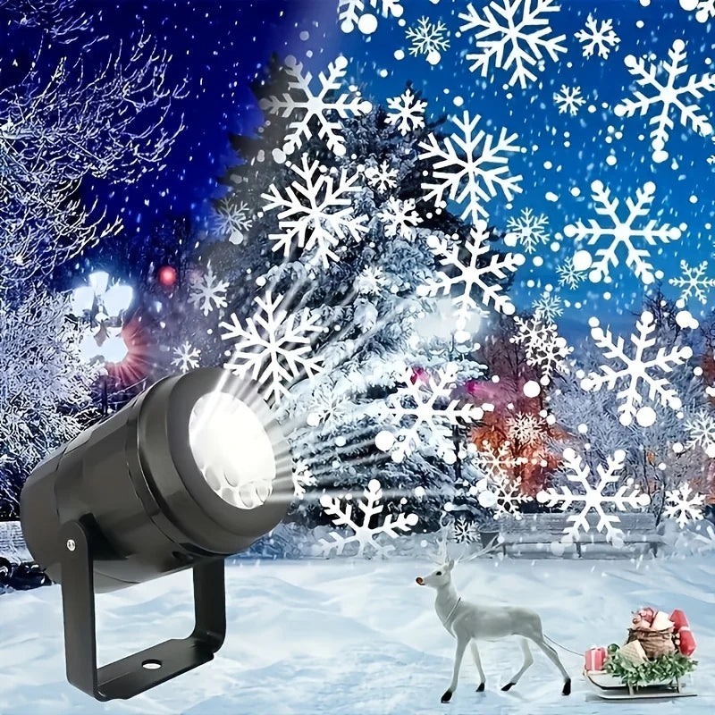 LED Snowflake Projection Light - USB Rotating Christmas Snow Effect Lamp
