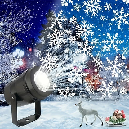 LED Snowflake Projection Light - USB Rotating Christmas Snow Effect Lamp