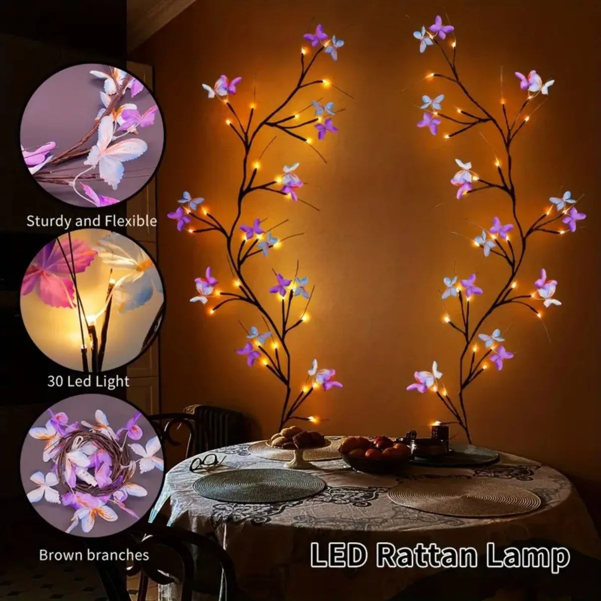 Enchanted Willow Vine Light – 30 LED USB Powered Waterproof Butterfly Wall Decor