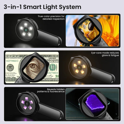 2.8" IPS Digital Magnifier - HD 1080P 100X Portable Microscope with LED Light & Remote Control