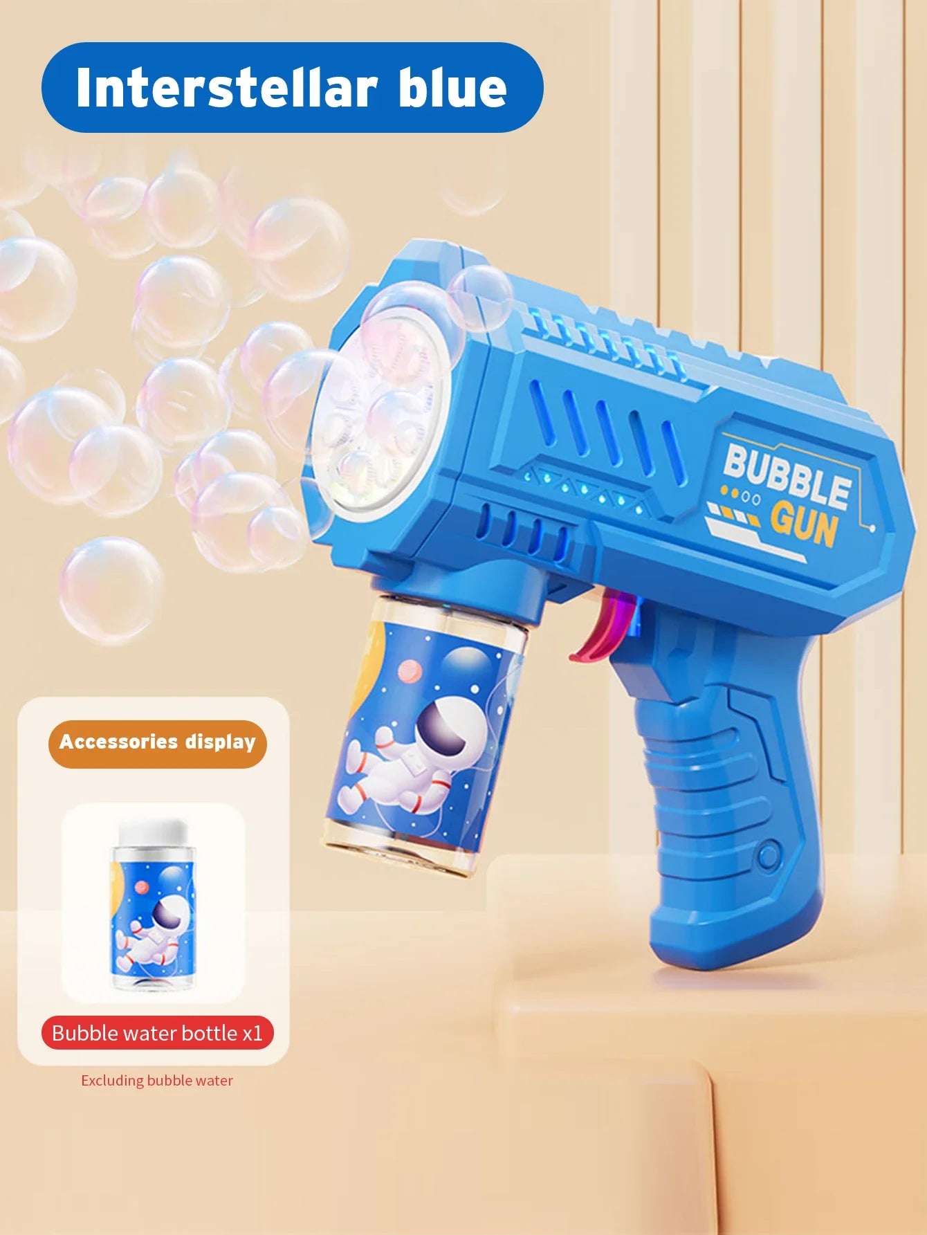 Automatic Bubble Gun Machine – 20 Modes Bubble Blower Toy for Kids, LED Light Up Bubble Gun with Bubble Liquid – Outdoor Summer Fun Beach Toy Gift