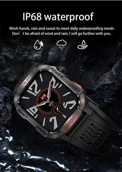 New Professional outdoor Military Smart Watch Men Flashlight Compass Waterproof Outdoor Sport Tracker Bluetooth Call Smartwatch