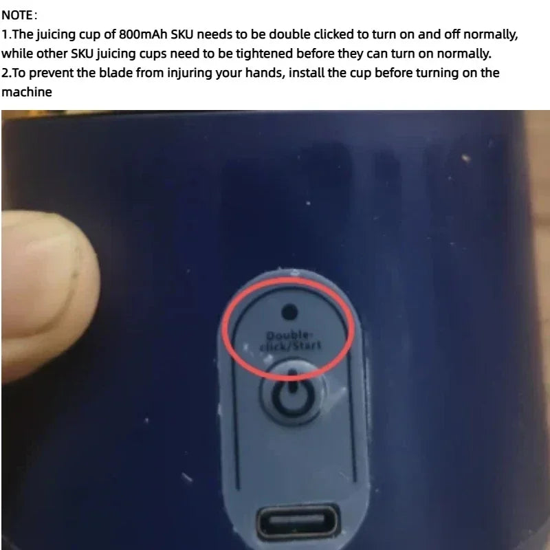 1PCS Portable Juice Extractor - Rechargeable Small Juicer Cup with Mixing Function (2 Cups)