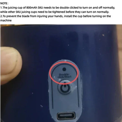 1PCS Portable Juice Extractor - Rechargeable Small Juicer Cup with Mixing Function (2 Cups)