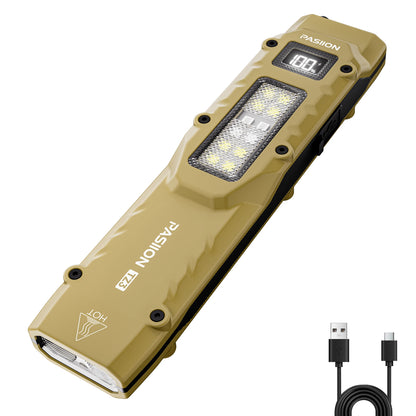 High-Power Tactical LED Flashlight | 1500LM Rechargeable EDC Work Light | COB + Front Beam | Magnetic Base | USB Fast Charging