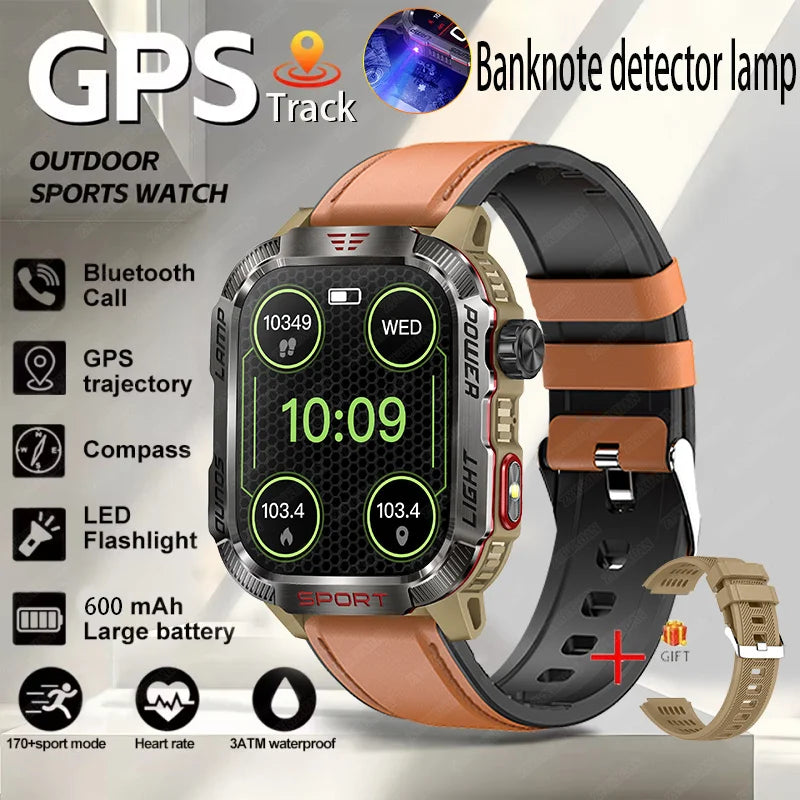 New Professional outdoor Military Smart Watch Men Flashlight Compass Waterproof Outdoor Sport Tracker Bluetooth Call Smartwatch