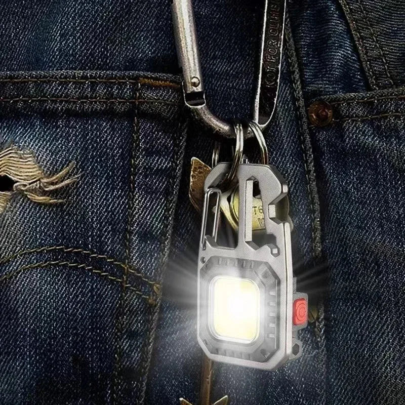 1-3PacK Multifunction Keychain Lighting 7 Modes COB Flashlight Portable Rechargeable Emergency Camping Outdoor Hiking Work Lamps