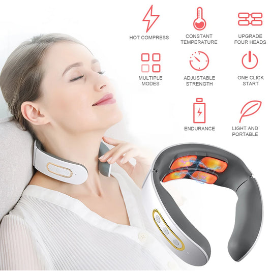 Electric Neck & Shoulder Pulse Massager – 9-Level Adjustable Heat Therapy, Cervical Spine Relaxation & Pain Relief Device (Type1 / Type2 Options) – BAMİR Online Store