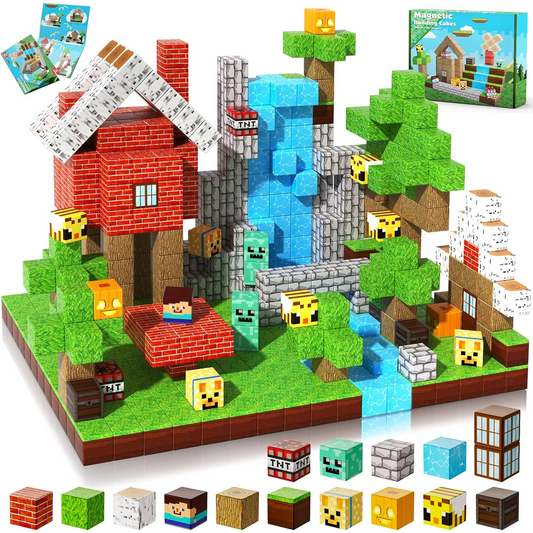 Magnetic Building Blocks Forest House Set – 100pcs STEM Creative Brick Toy for Kids