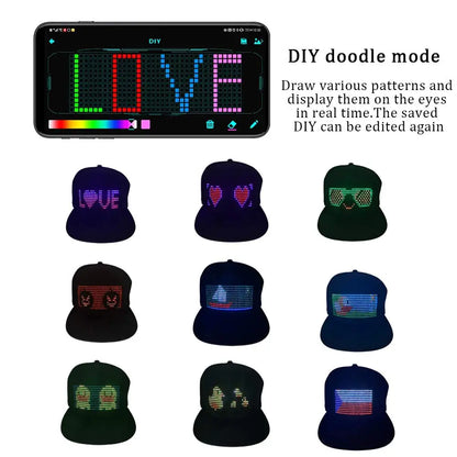 2025 LED Display Cap – APP Controlled Light-Up Hat with Custom Text, Music EQ, Emojis & Animation | DIY Programmable Glowing Cap – For Men & Women (BAMİR Online Store’s)
