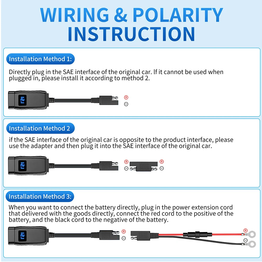 Motorcycle USB Charger QC3.0 / PD – Fast Charging with Waterproof Voltmeter – BAMİR Online Store’s