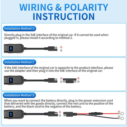 Motorcycle USB Charger QC3.0 / PD – Fast Charging with Waterproof Voltmeter – BAMİR Online Store’s