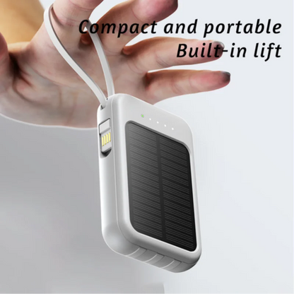 50000mAh Ultra Capacity Solar Power Bank Built Cables Solar Charger 2 USB Ports External Charger Powerbank with LED Light