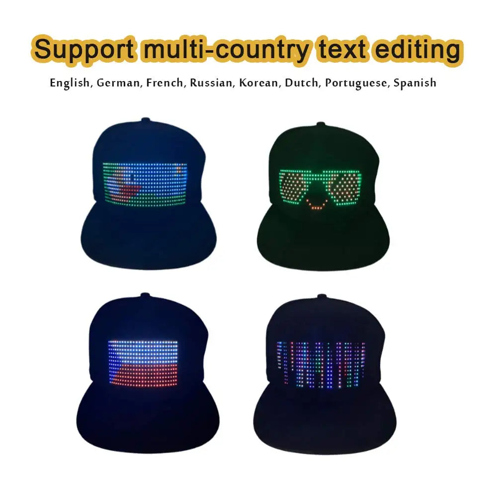 2025 LED Display Cap – APP Controlled Light-Up Hat with Custom Text, Music EQ, Emojis & Animation | DIY Programmable Glowing Cap – For Men & Women (BAMİR Online Store’s)
