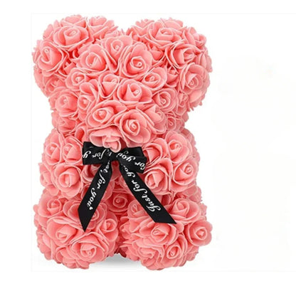Eternal Rose Teddy Bear with LED Lights – Luxury Romantic Gift for Valentine’s Day, Mother’s Day, Birthdays & Anniversaries | Handmade Flower Bear