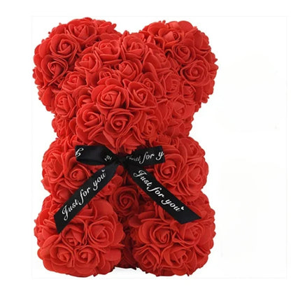Eternal Rose Teddy Bear with LED Lights – Luxury Romantic Gift for Valentine’s Day, Mother’s Day, Birthdays & Anniversaries | Handmade Flower Bear